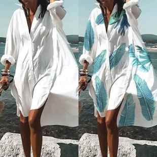 long style shirt Casual 衬衫 lapel 休闲宽松翻领长款 loose