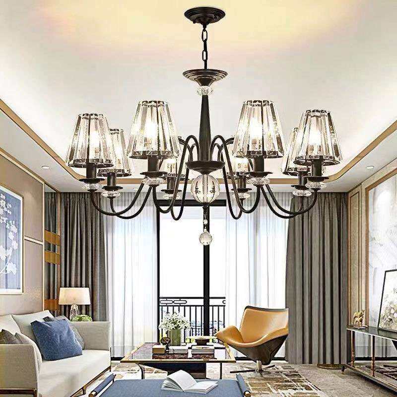 新美式轻奢客厅吊灯餐厅北欧主卧室水晶大气后现代LED吸顶两用灯