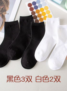 女士薄款黑色中筒袜子女款中筒小皮鞋薄款纯色女士运动袜运动袜子