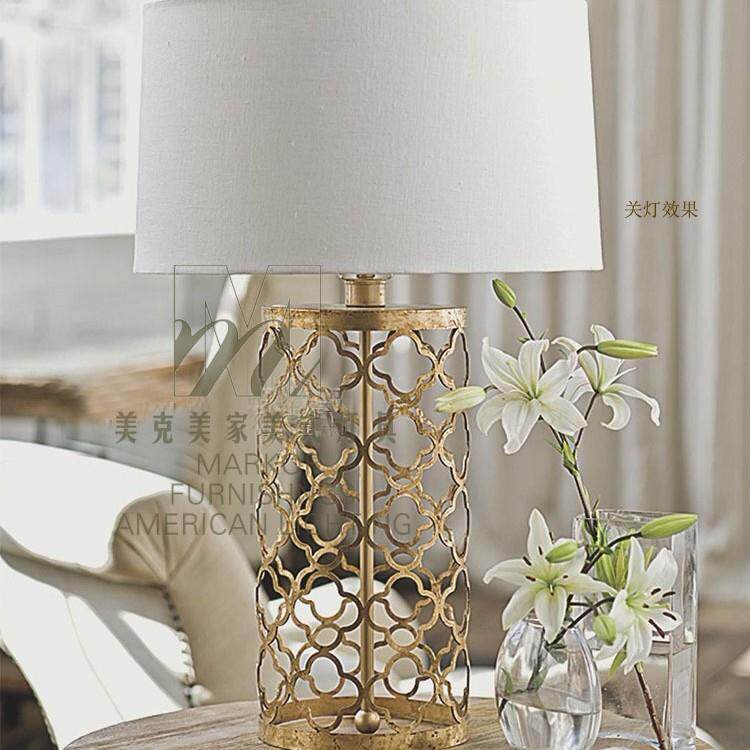 北欧美式奢华土豪金复古铁艺台灯笼子床头卧室客厅创意美式台灯