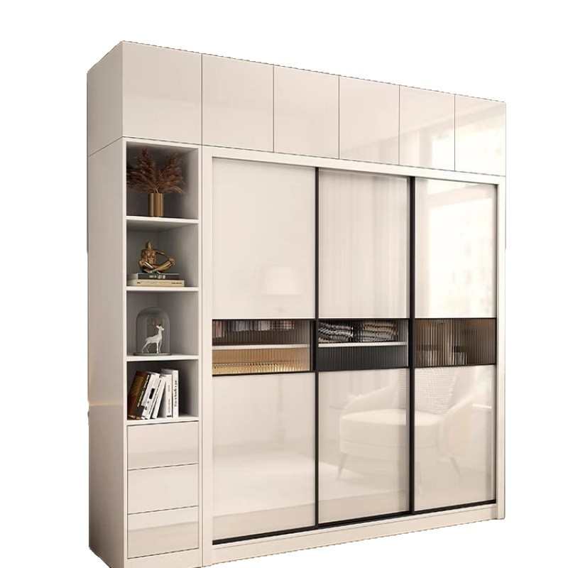 北欧衣柜卧室家用推拉门新款亮光现代简易移门经济型收纳衣橱