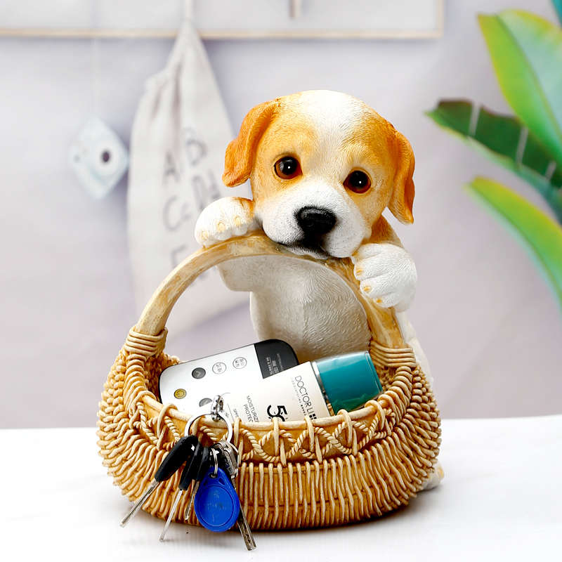 创意简约狗狗玄关钥匙家居门口装饰品放家用摆件茶几收纳客厅鞋柜