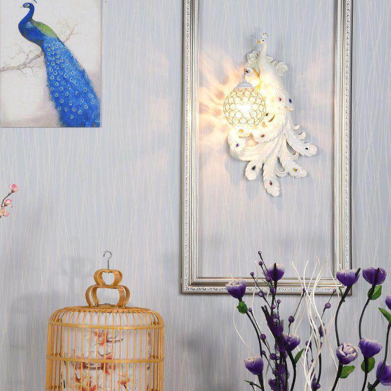 美式孔雀壁灯客厅电视墙卧室东南亚装饰床头创意挂件动物玄关灯具