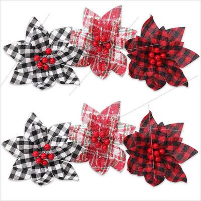 Plaid Christmas tree decorative flowers simulation flowers