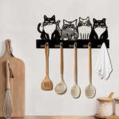 黑色金属猫咪挂钩墙面收纳壁挂铁皮画玄关挂钩铁艺收纳悬挂钩子