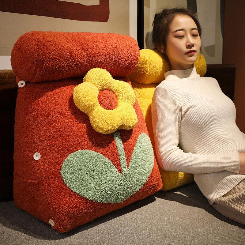 花枕头床边靠背枕头三角形枕头女孩床软垫卧室沙发腰垫枕头