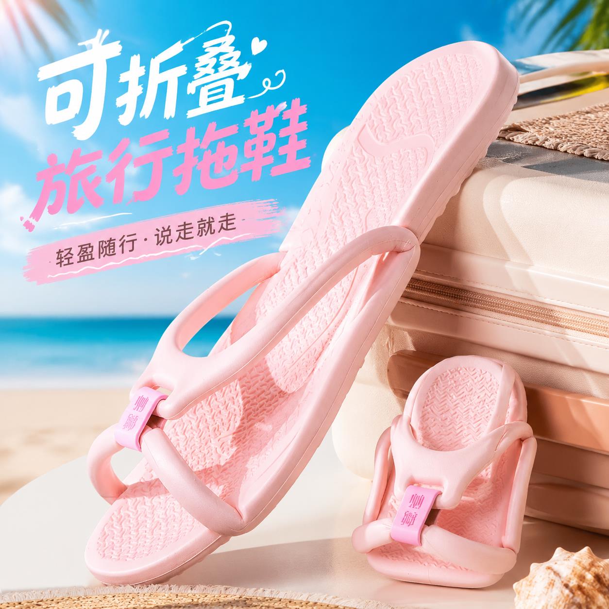 可折叠拖鞋旅行便携式防滑游泳情侣酒店携带方便居家浴室用男女新