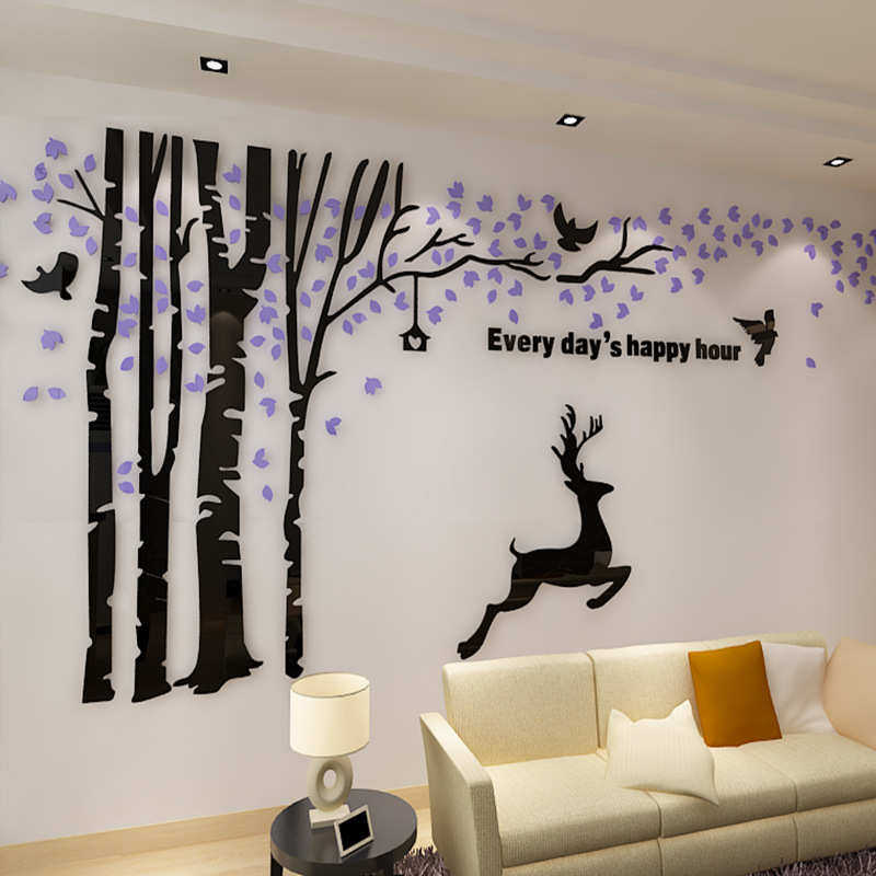 电视贴3d卧房贴纸画客厅情侣力贴树亚克水晶墙墙立体沙发背景装饰