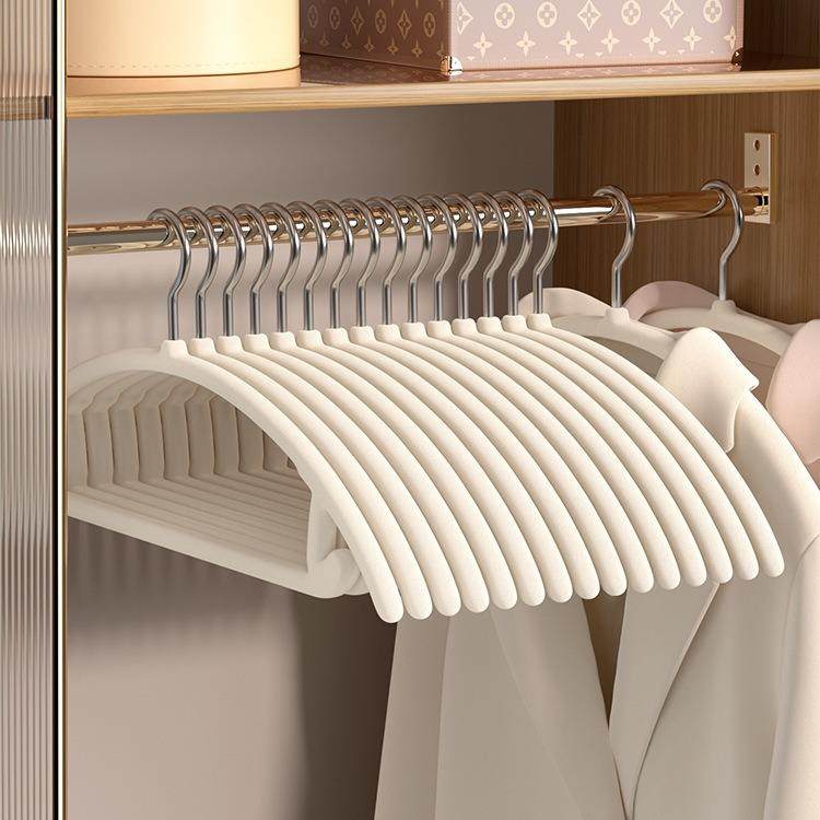 植绒衣架家用挂衣整理师专用防滑无痕防肩角衣柜收纳衣挂衣服撑子