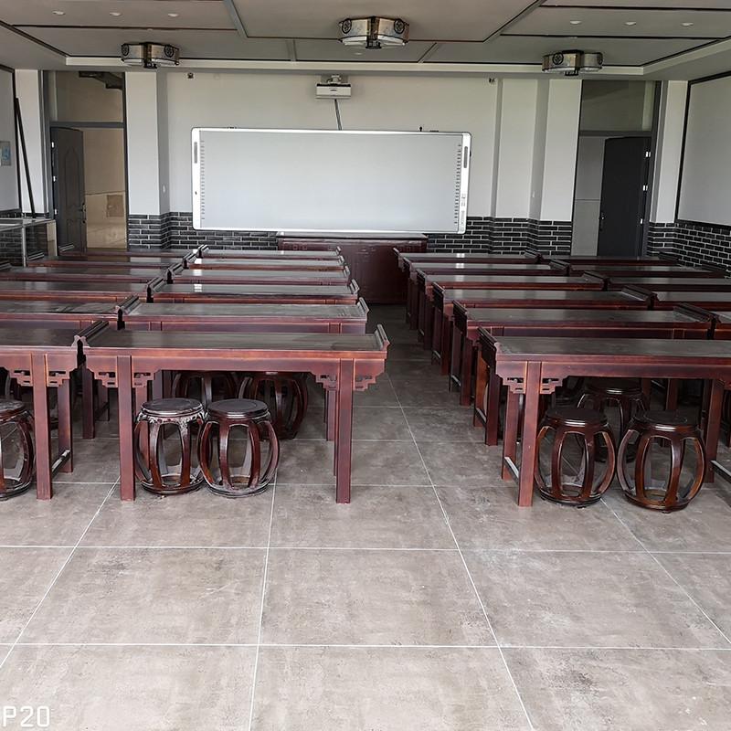 实木国学桌书法教室练字复古课桌椅简洁长条案小学生培训班书法桌