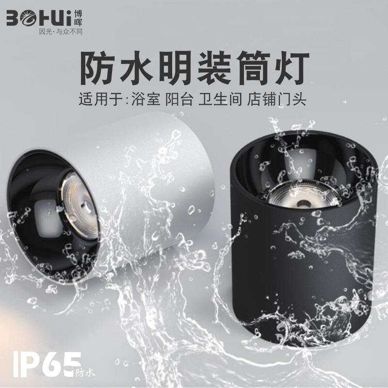 户外室外店铺门头阳台露台酒店雨棚吸顶防雾射灯led明装防水筒灯