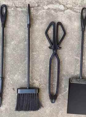 扫把工具套架装壁具炉D38146d铁艺火钩真火火炉炉铲子铸铁火钳欧