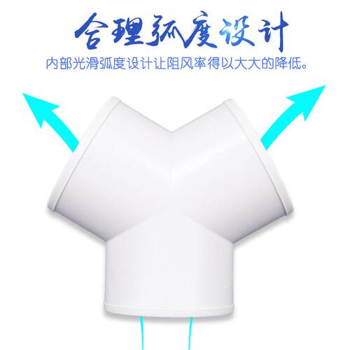 新风系统排风管接件换YULX型三 抽风排气管气链接变通径Y型三通头