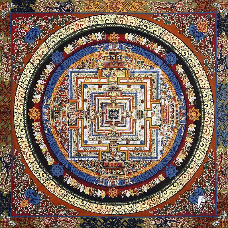 藏式八宝天花墙纸墙布彷古客厅坛城吊顶壁画藏族文化壁纸金色墙贴