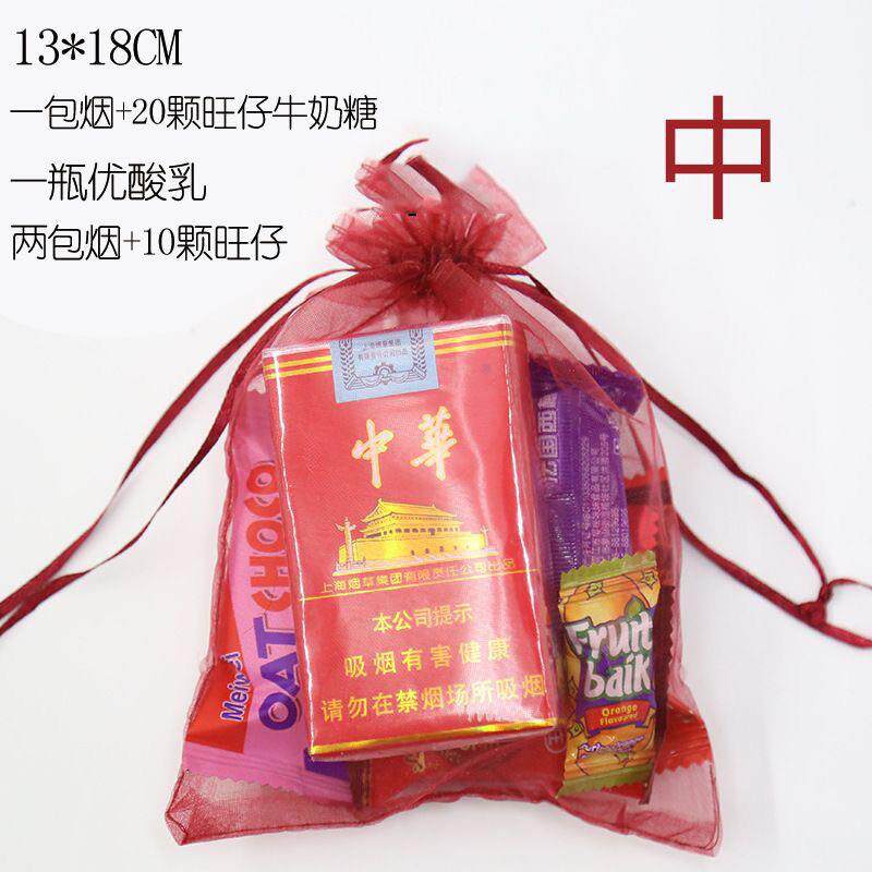 婚庆大红色喜糖喜蛋纱袋回礼礼品抽绳束口袋满月宝宝直销一件热卖