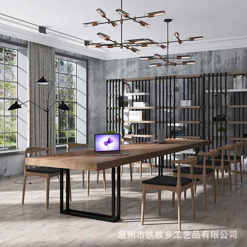 约现代实木简大会议桌室办公长条职员工作台型铁无品牌/艺多人桌
