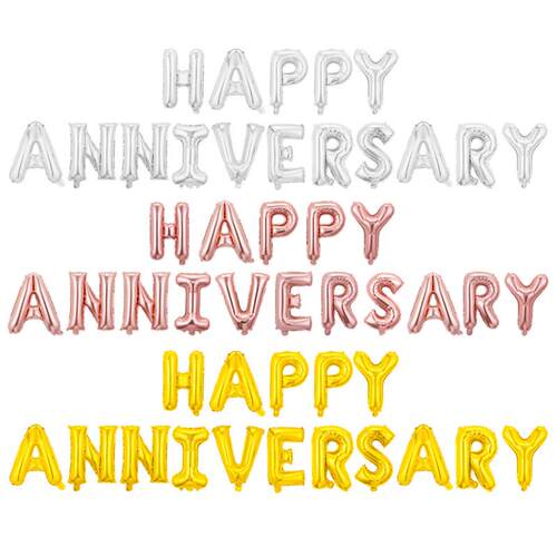 16寸结婚周年纪念日快乐HAPPY ANNIVERSARY铝膜气球套装布置装饰