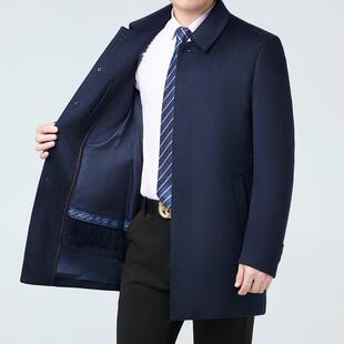 中老年男羊毛呢子羽绒内胆85602 爸装 绒大衣爸款 秋冬新中长羊款