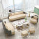 北欧轻奢客厅皮艺多人位沙发茶几组合 休息区沙发 酒店大厅沙发椅