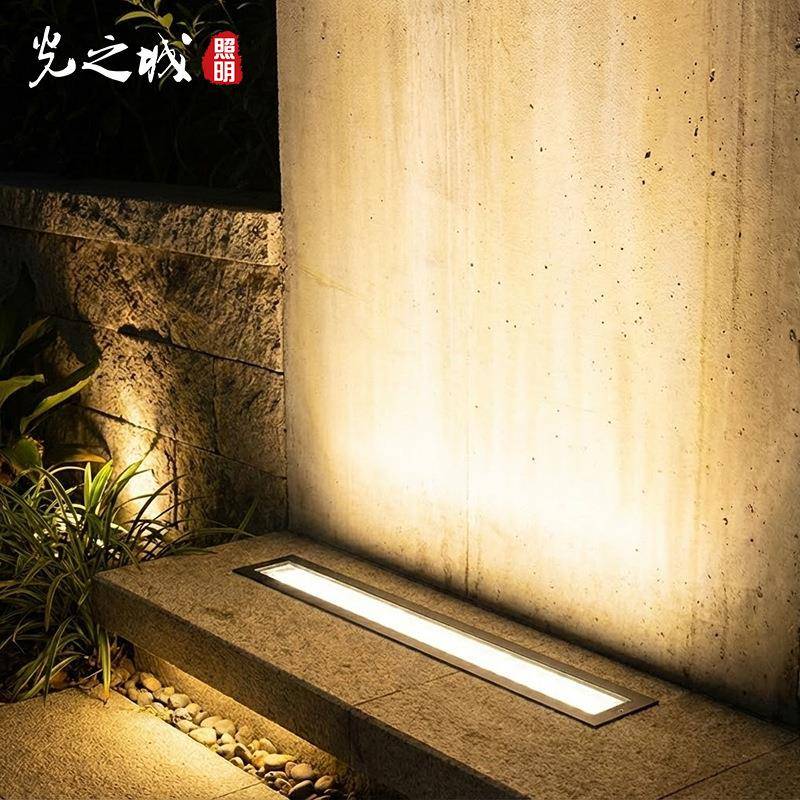户外长条地埋灯双排Dmx512线条射灯车道路面亮化外墙不锈钢洗墙灯