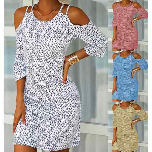 Women's small floral mid sleeved off shoulder dress