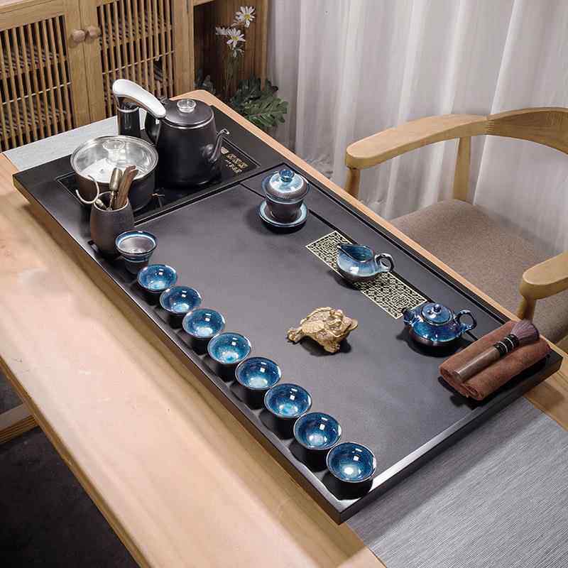 天乌金石然茶盘家用全自动上水烧炉水壶一体电磁福满天下茶石头台