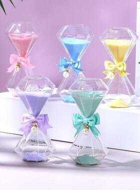 钻石水晶沙漏摆件三维立体计时器15/30/60分钟轻奢治愈系生日礼物