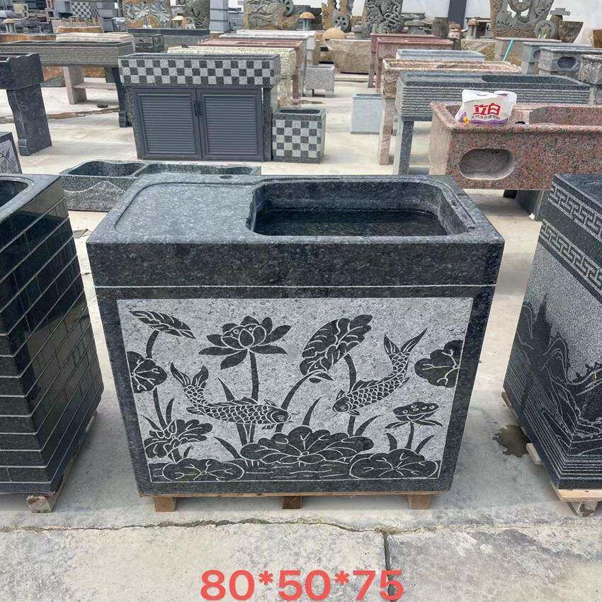 整石花岗岩洗手盆洗衣池组合 庭院别墅墩布池水池流水摆件优惠