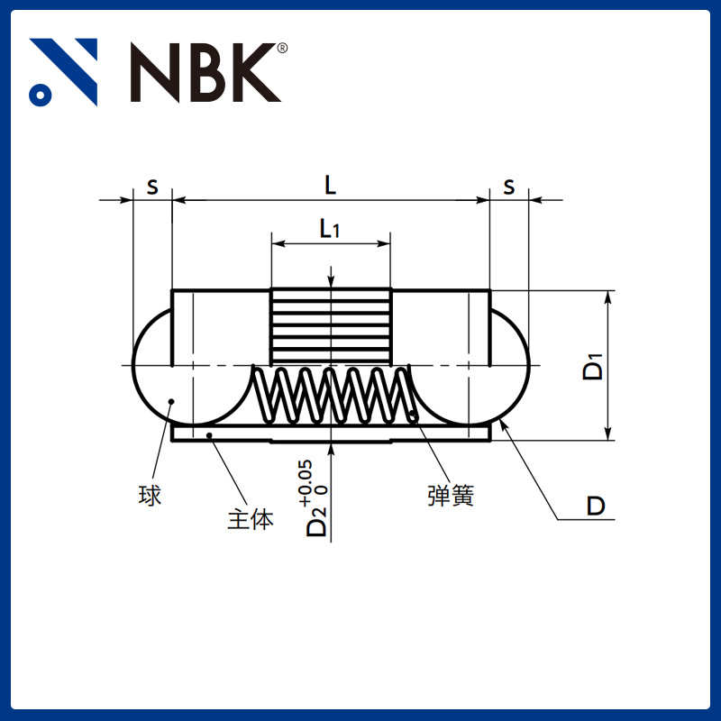 NBK PWF黄铜螺纹不锈钢销双球双头弹簧柱塞 机械零配件厂家直供