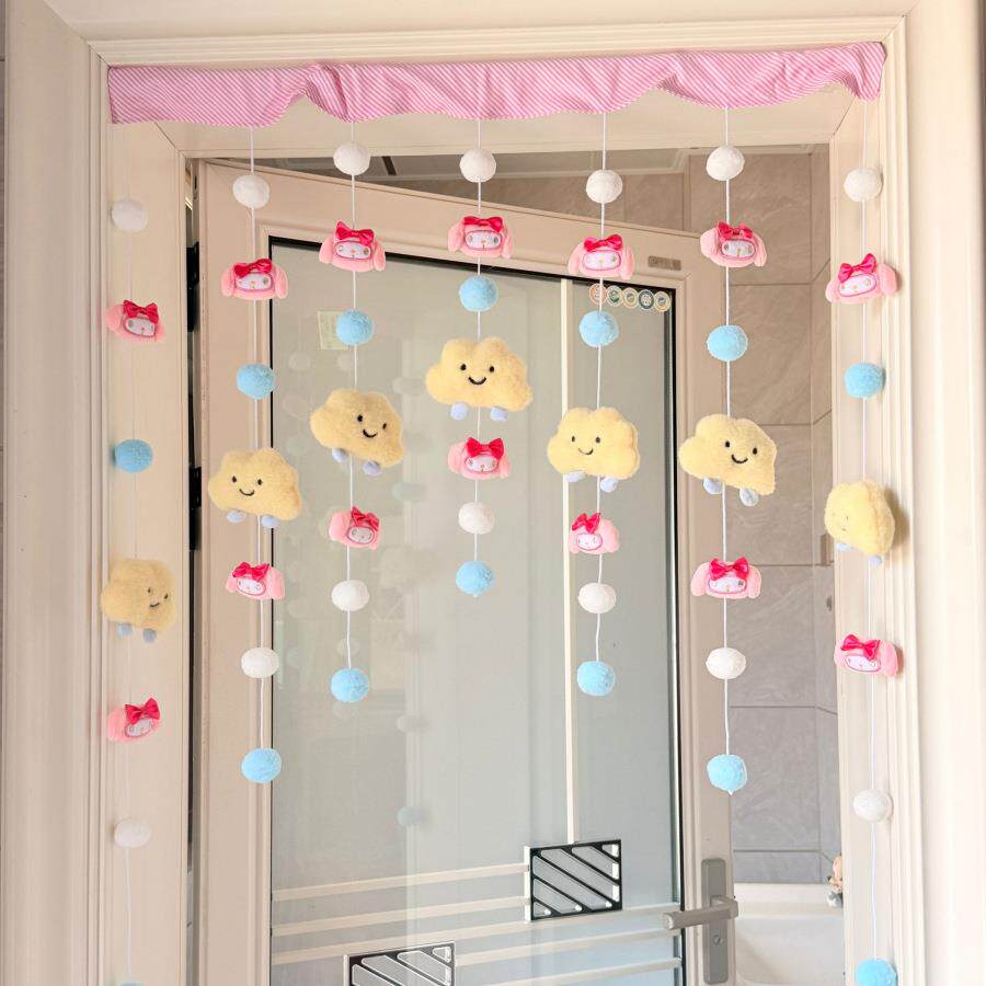 房门可爱挂饰小门帘隔断吊帘线帘少女粉色美乐蒂免打孔