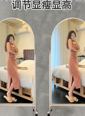 锈钢F97HHH65全身家镜穿衣镜落地镜用服装店子可移动不试镜衣镜显