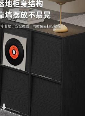 CSD北欧实柜木八格柜书上翻一门格子客厅黑色柜储物柜体靠墙家用