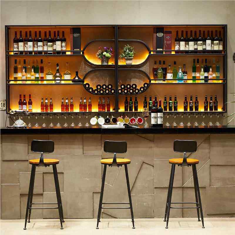 酒吧展示壁架吧台酒架墙挂靠红酒柜酒悬621水挂式墙上造型创意置