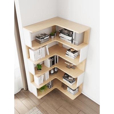 实木转角书柜拐角柜墙角柜学生家用L型靠墙收纳柜书架落地置物架
