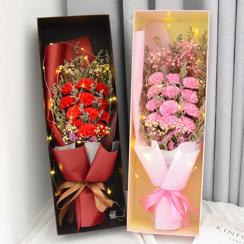 母亲节康乃馨香皂花大礼盒满天星干花花束送妈妈女朋友生日日礼物