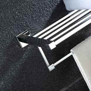 巾酒店卫生间毛30架4不锈钢层五金家居置物架壁挂479式 毛巾杆双挂