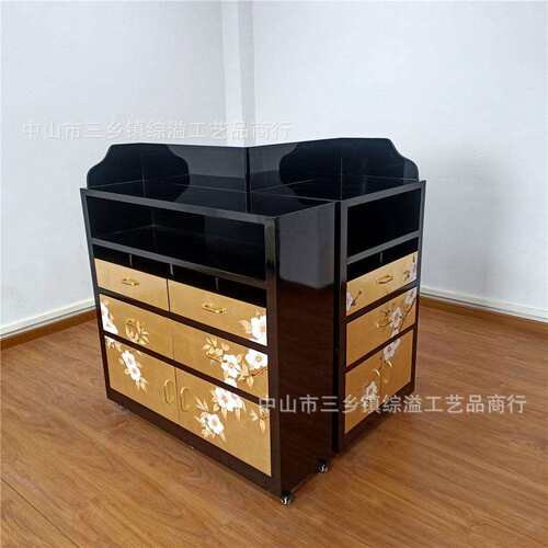 金箔手绘茶水柜夹板制作柜子防水酒店餐厅方便实用餐边柜配万向轮