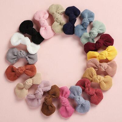 19 color super cute kids bow hair clip 宝宝19色灯芯绒圆发饰