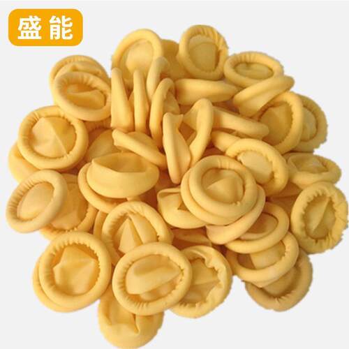 乳胶色手指套高弹一次性黄橡指套无SN-005粉无性尘劳保防静胶电手