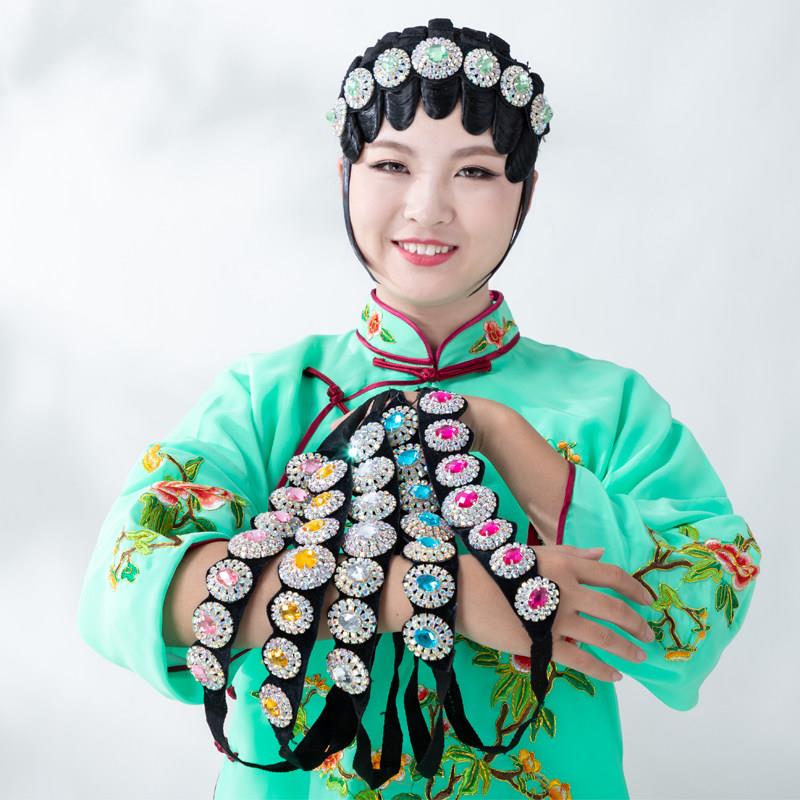 七星圆泡戏曲莱茵石头京剧头饰宝石花额泡彩木钻戏服