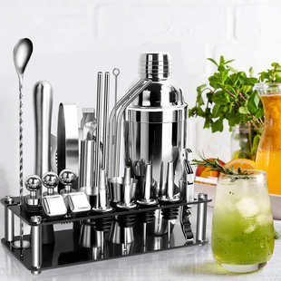 架调酒克不锈钢调酒 套装器鸡尾酒酒吧壶亚克杯 力工具冰块雪