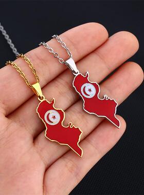 非洲突尼斯地图国旗吊坠项炼突尼斯魅力犹太人