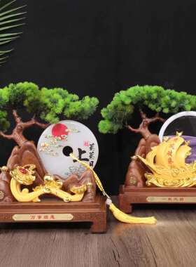 一帆风顺乘风破浪船平安中扣摆件司办公桌玄关公装饰品式家流沙客