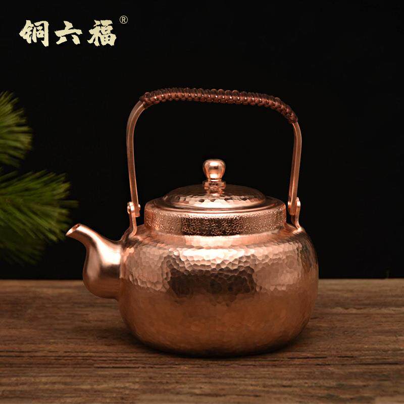 铜六福纯手工铜壶 铜茶壶 家用烧水壶 沏茶铜壶 加厚小铜壶商用