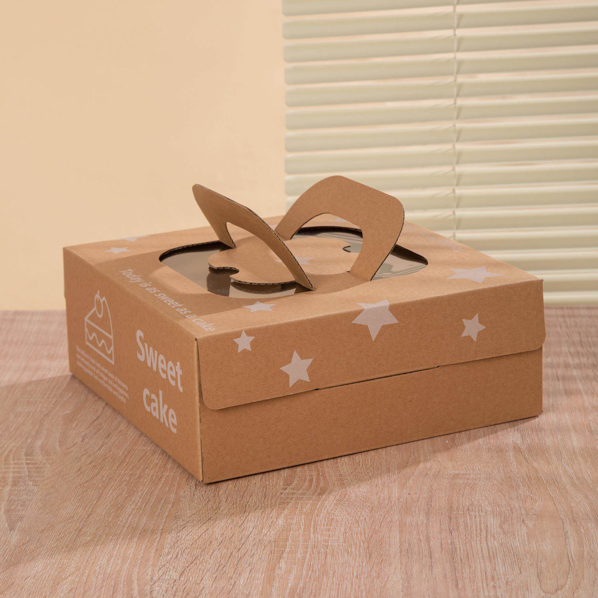 6寸8寸手提牛皮纸榴莲千层蛋糕盒半熟烘焙包装盒芝士千层打包盒子