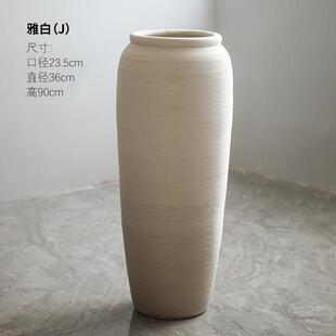 高档景德镇地大花瓶简约现代装落饰摆饰米白色粗陶罐级高大感肚瓷