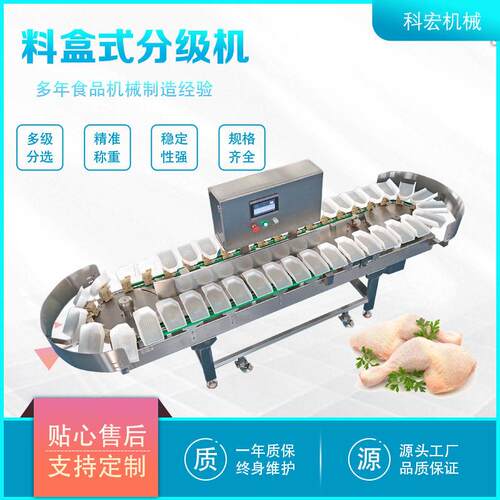 全自动料盒式重量分选机海鲜禽肉果蔬多级称重分级设备04不锈钢