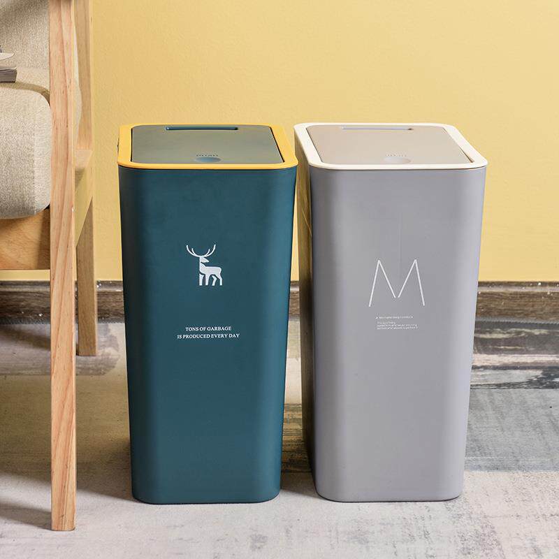 直销新款PP垃圾桶家用卫生间厕所带盖大小号客厅轻奢夹缝厨房卧室