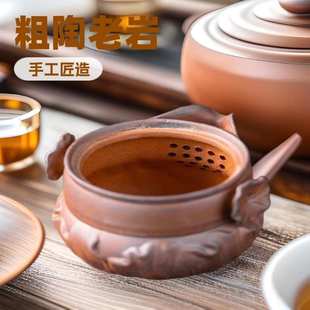 小茶壶实用泡茶壶 手作粗陶老岩泥茶壶素面手抓宝瓶壶家用迷你中式