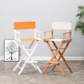 实木折导演叠椅吧台椅展会6969休椅高脚椅闲外帆布靠背椅化户妆椅